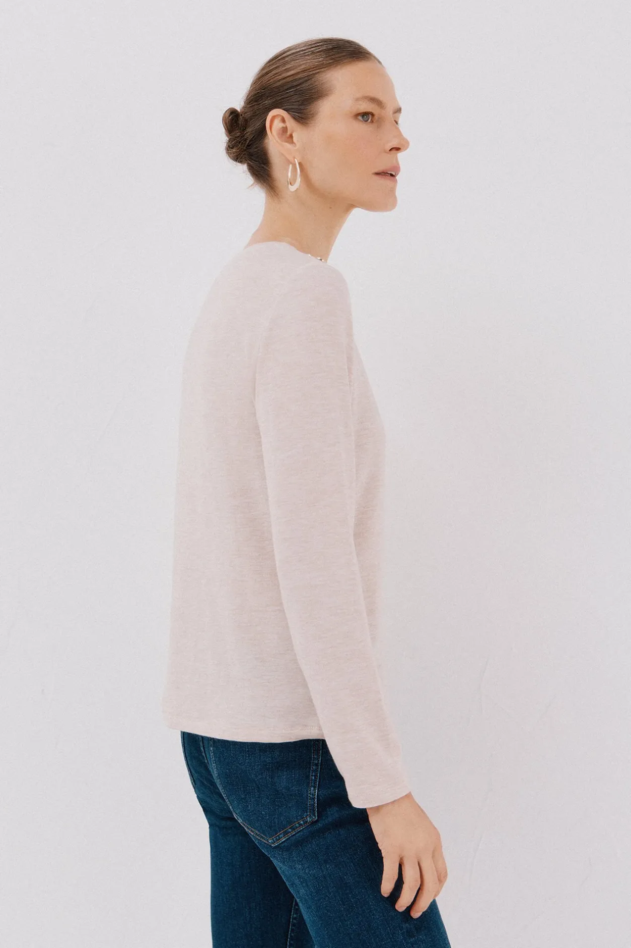 Cortefiel Camiseta caja botones Beige Hot