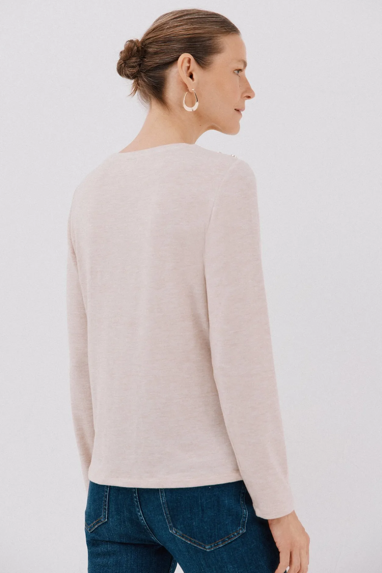 Cortefiel Camiseta caja botones Beige Hot