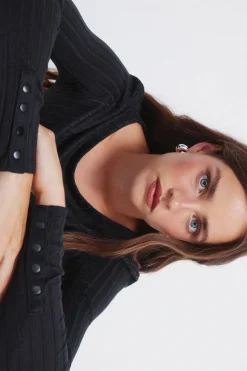 Springfield Camiseta canalé escote barca negro Discount