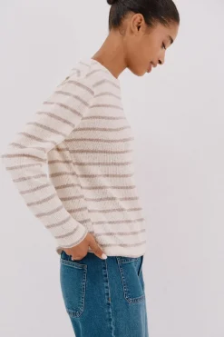 Cortefiel Camiseta chenilla rayas Estampado beige Sale