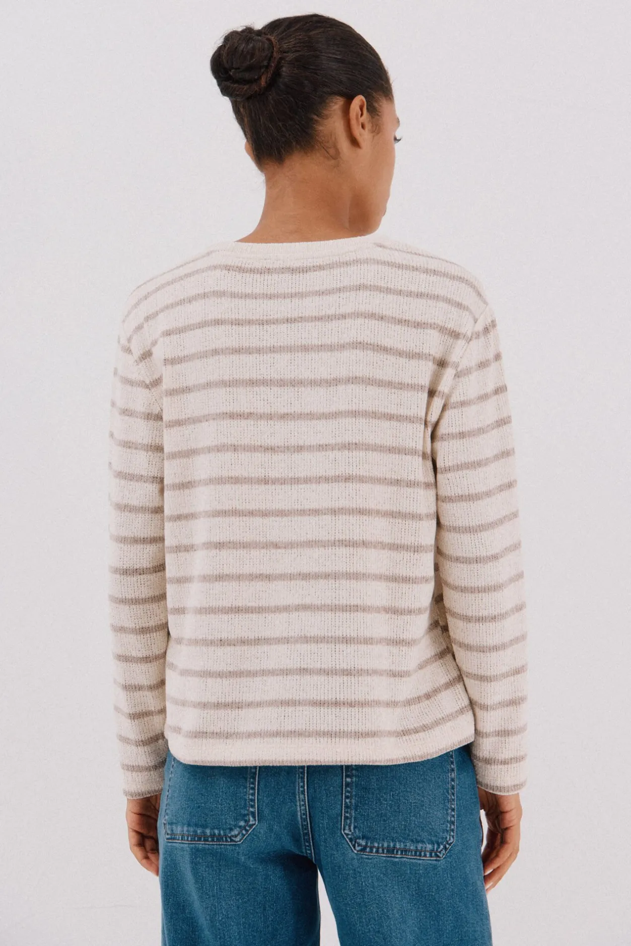 Cortefiel Camiseta chenilla rayas Estampado beige Sale