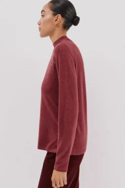 Cortefiel Camiseta con detalle strass Granate Clearance