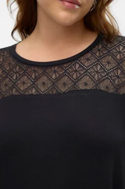 Vero Moda Curve Camiseta con encaje talla grande Negro Discount