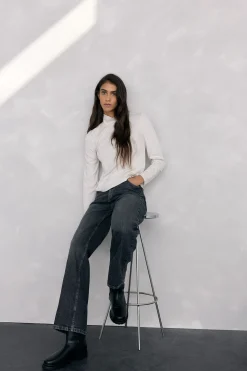 Pedro del Hierro Camiseta cuello alto Blanco Clearance