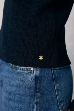 Pedro del Hierro Camiseta cuello alto arrugada Azul