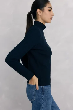 Pedro del Hierro Camiseta cuello alto arrugada Azul