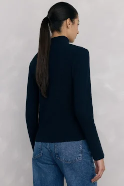 Pedro del Hierro Camiseta cuello alto arrugada Azul