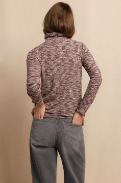 Slowlove Camiseta cuello alto melange Lila