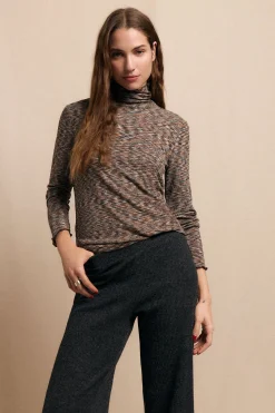 Slowlove Camiseta cuello alto melange Estampado azul Hot