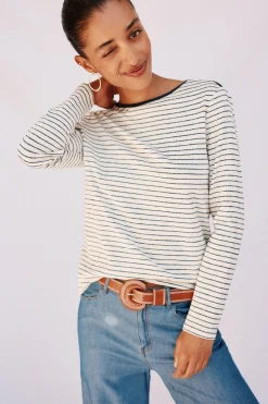 Cortefiel Camiseta cuello barco rayas Estampado azul Hot