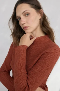 Pedro del Hierro Camiseta cuello chimenea estructura Marr&oacute;n Hot