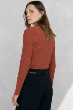 Pedro del Hierro Camiseta cuello chimenea estructura Marr&oacute;n Hot