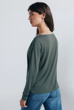 Springfield Camiseta cuello lurex kaki Sale