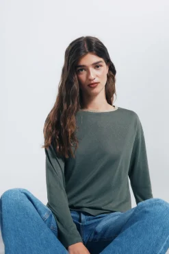 Springfield Camiseta cuello lurex kaki Sale