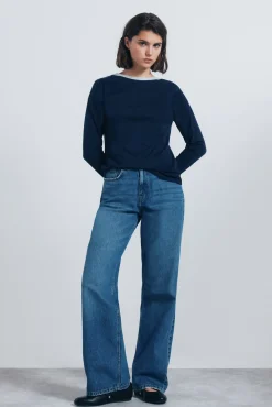 Springfield Camiseta cuello lurex azul New