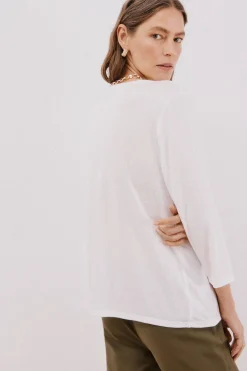 Cortefiel Camiseta cuello mao efecto lino Blanco Online