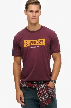 Superdry Camiseta cuello redondo burdeos Sale