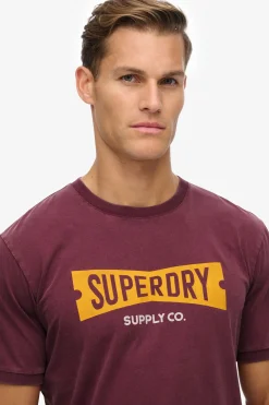 Superdry Camiseta cuello redondo burdeos Sale