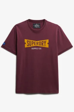 Superdry Camiseta cuello redondo burdeos Sale