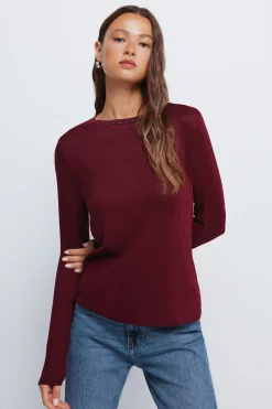 Springfield Camiseta cuello tachas burdeos Hot