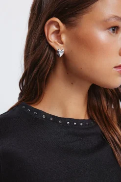 Springfield Camiseta cuello tachas negro Discount