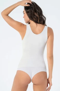 Leonisa Camiseta de control moderado con doble capa en abdomen blanco Online