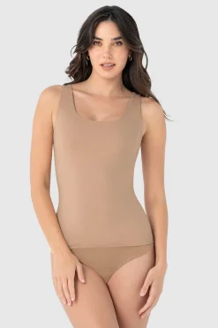 Leonisa Camiseta de control moderado con doble capa en abdomen beige Discount