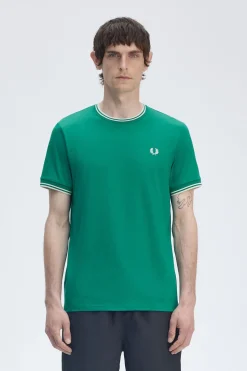 Fred Perry Camiseta de hombre de manga corta Verde Outlet