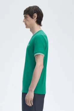 Fred Perry Camiseta de hombre de manga corta Verde Outlet