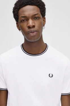 Fred Perry Camiseta de hombre de manga corta Blanco New