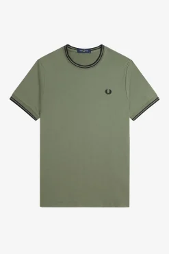 Fred Perry Camiseta de hombre de manga corta Verde Outlet