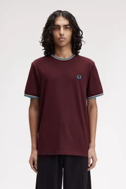 Fred Perry Camiseta de hombre de manga corta Granate
