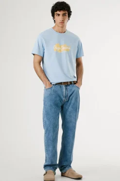 Pepe Jeans Camiseta de manga corta con logo y estampado frontal. azul Discount