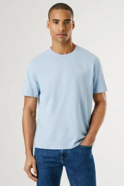 Pepe Jeans Camiseta de manga corta con logo bordado. azul Outlet
