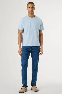 Pepe Jeans Camiseta de manga corta con logo bordado. azul Outlet