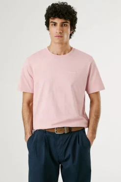 Pepe Jeans Camiseta de manga corta con logo bordado. rosa Discount