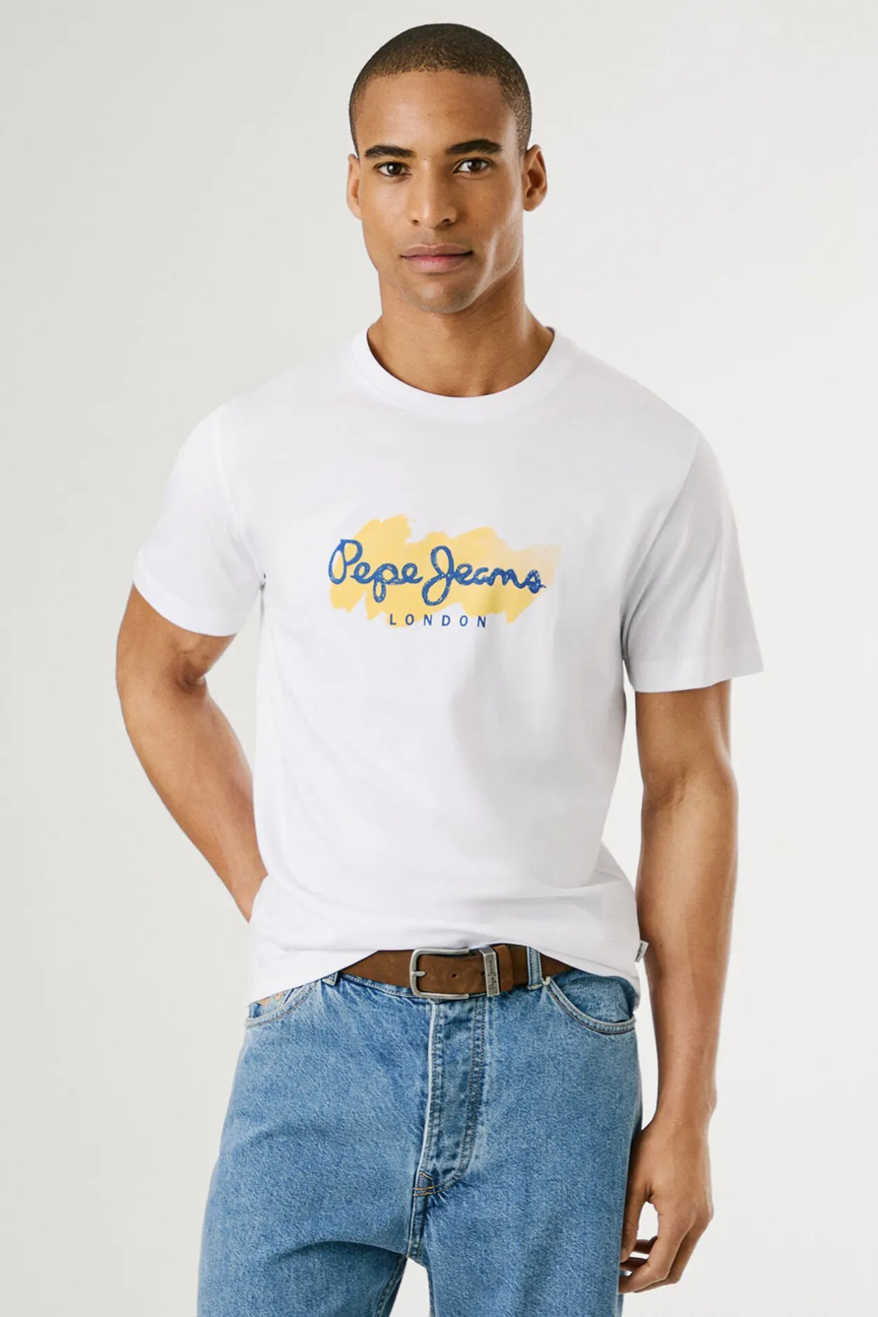 Pepe Jeans Camiseta de manga corta con logo y estampado frontal. blanco New