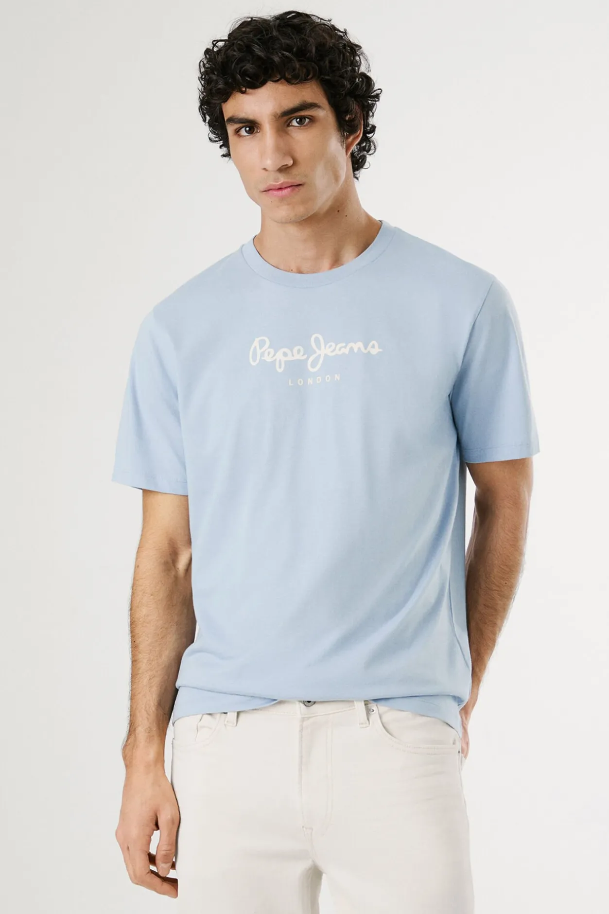 Pepe Jeans Camiseta de manga corta con logo frontal. azul Sale