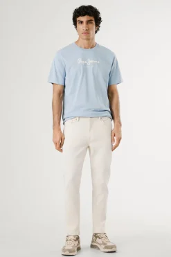 Pepe Jeans Camiseta de manga corta con logo frontal. azul Sale