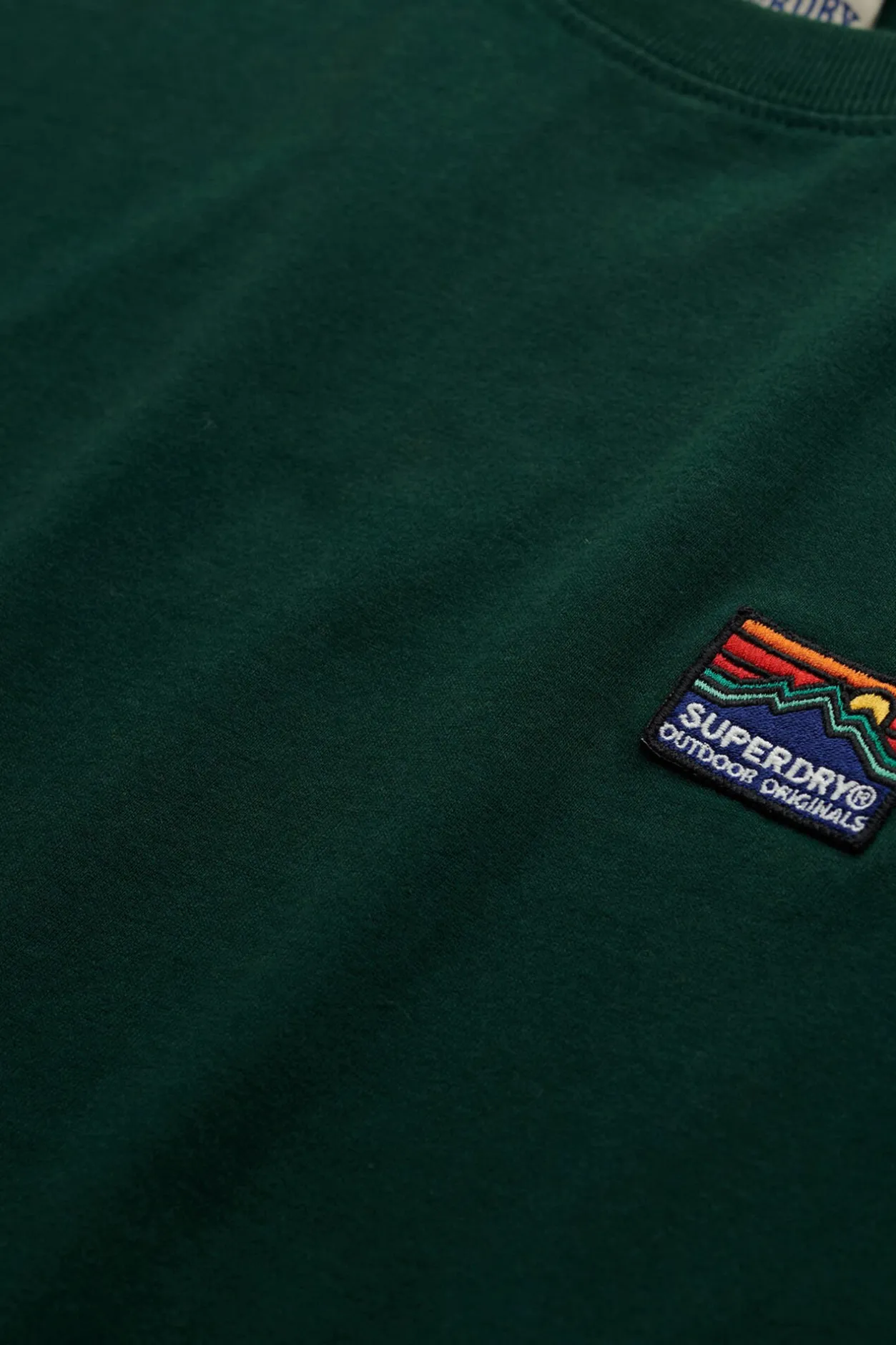 Superdry Camiseta de manga corta con cuello redondo de canalé verde Discount