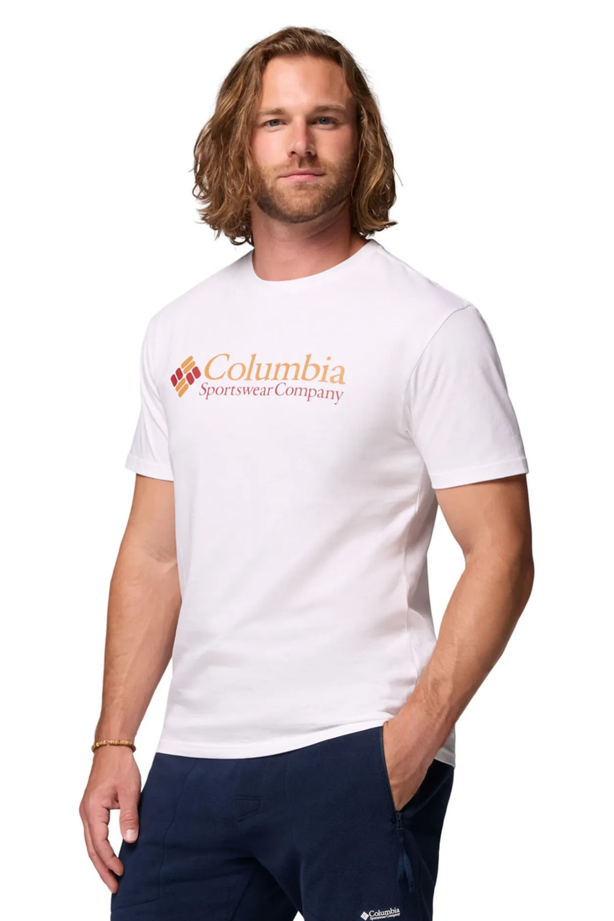 Columbia Camiseta de manga corta de algodón orgánico Basic Logo™ de para hombre blanco New