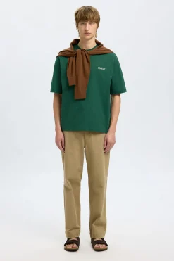 Selected Camiseta de manga corta Logo. Verde oscuro Clearance