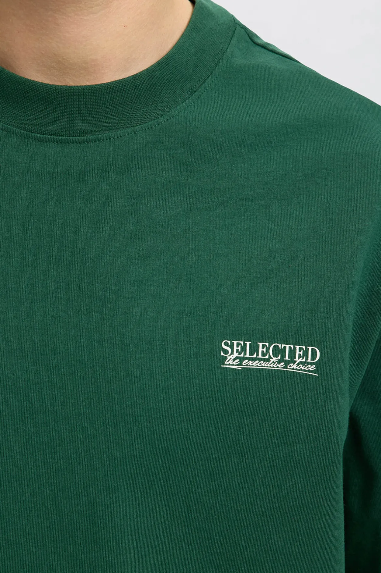 Selected Camiseta de manga corta Logo. Verde oscuro Clearance