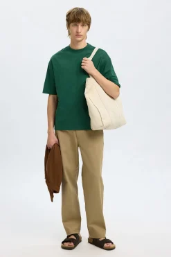 Selected Camiseta de manga corta Logo. Verde oscuro Clearance