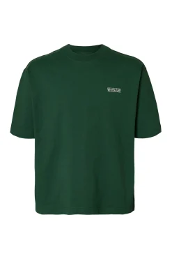 Selected Camiseta de manga corta Logo. Verde oscuro Clearance