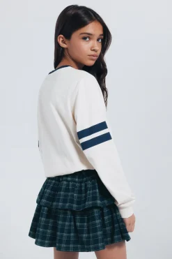 Springfield Kids Camiseta de manga larga perro varsity niña blanco New