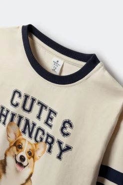 Springfield Kids Camiseta de manga larga perro varsity niña blanco New