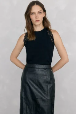 Pedro del Hierro Camiseta de tirantes con encaje Negro Hot