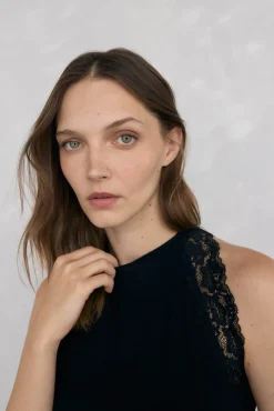 Pedro del Hierro Camiseta de tirantes con encaje Negro Hot