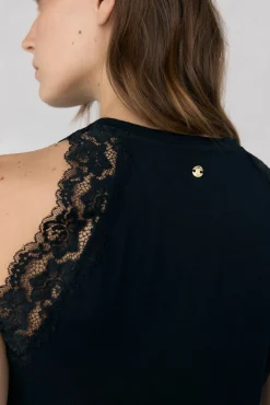 Pedro del Hierro Camiseta de tirantes con encaje Negro Hot
